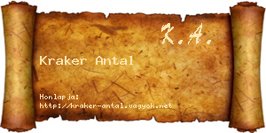 Kraker Antal névjegykártya